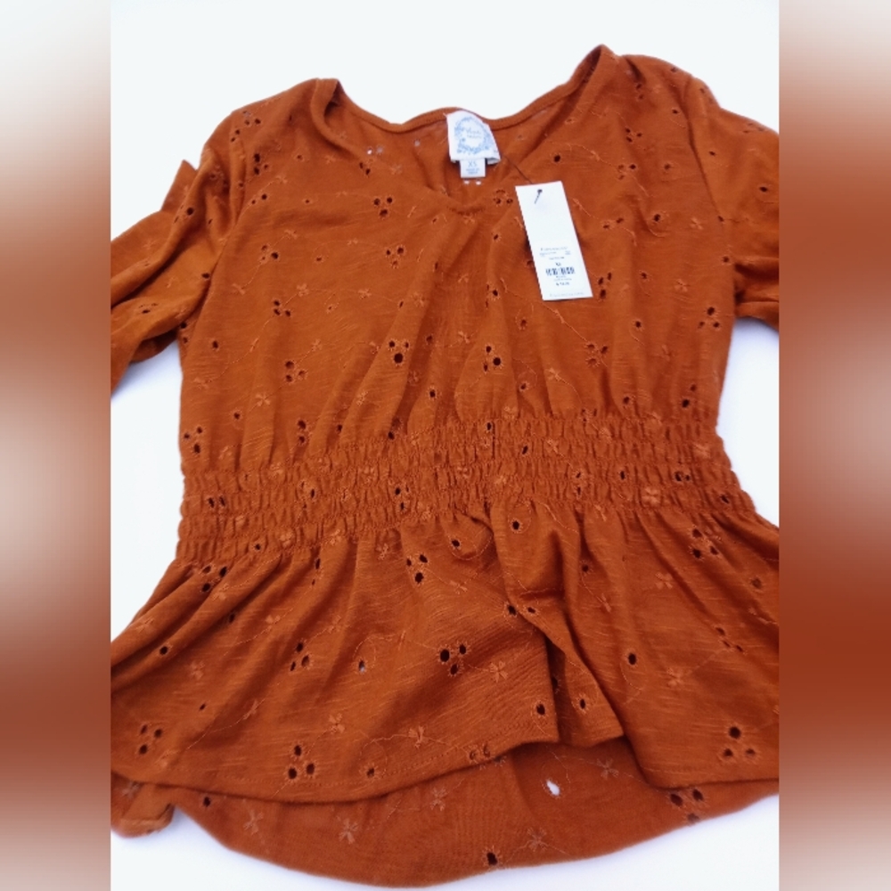 Francesca's Collections Orange Peplum Top